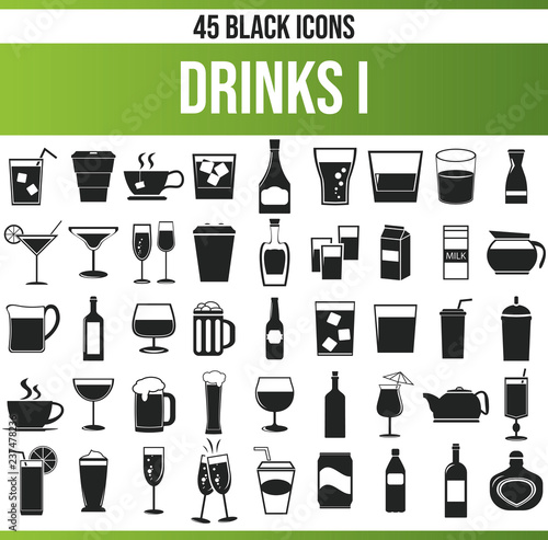 Black Icon Set Drinks I