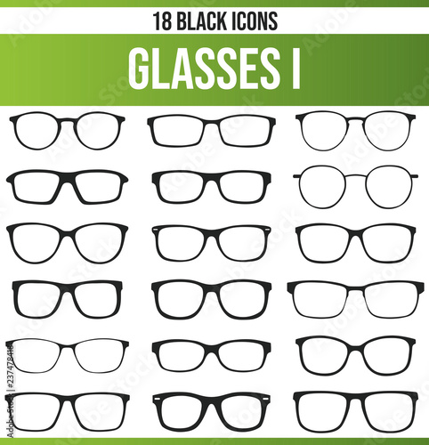 Black Icon Set Glasses I