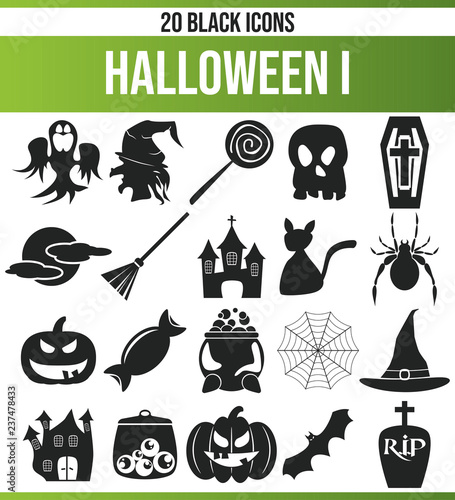 Black Icon Set Halloween I