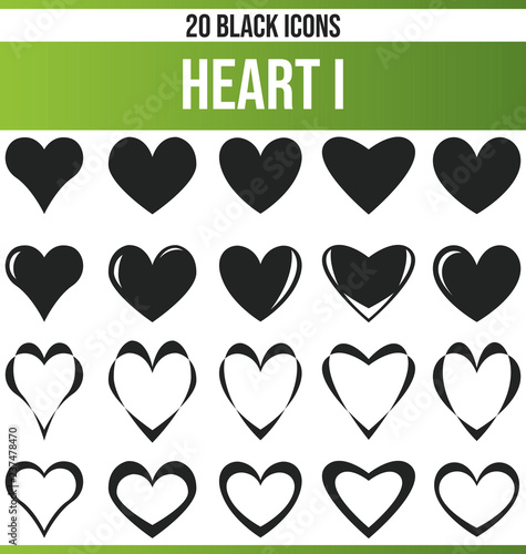Black Icon Set Heart I