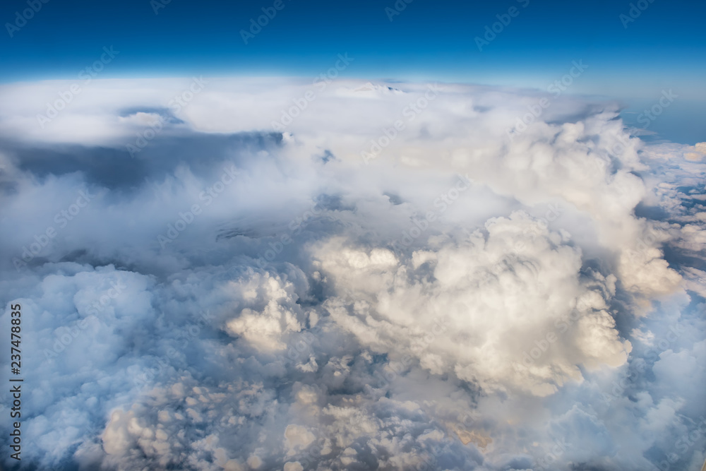 Aerial view of clouds and earth from above