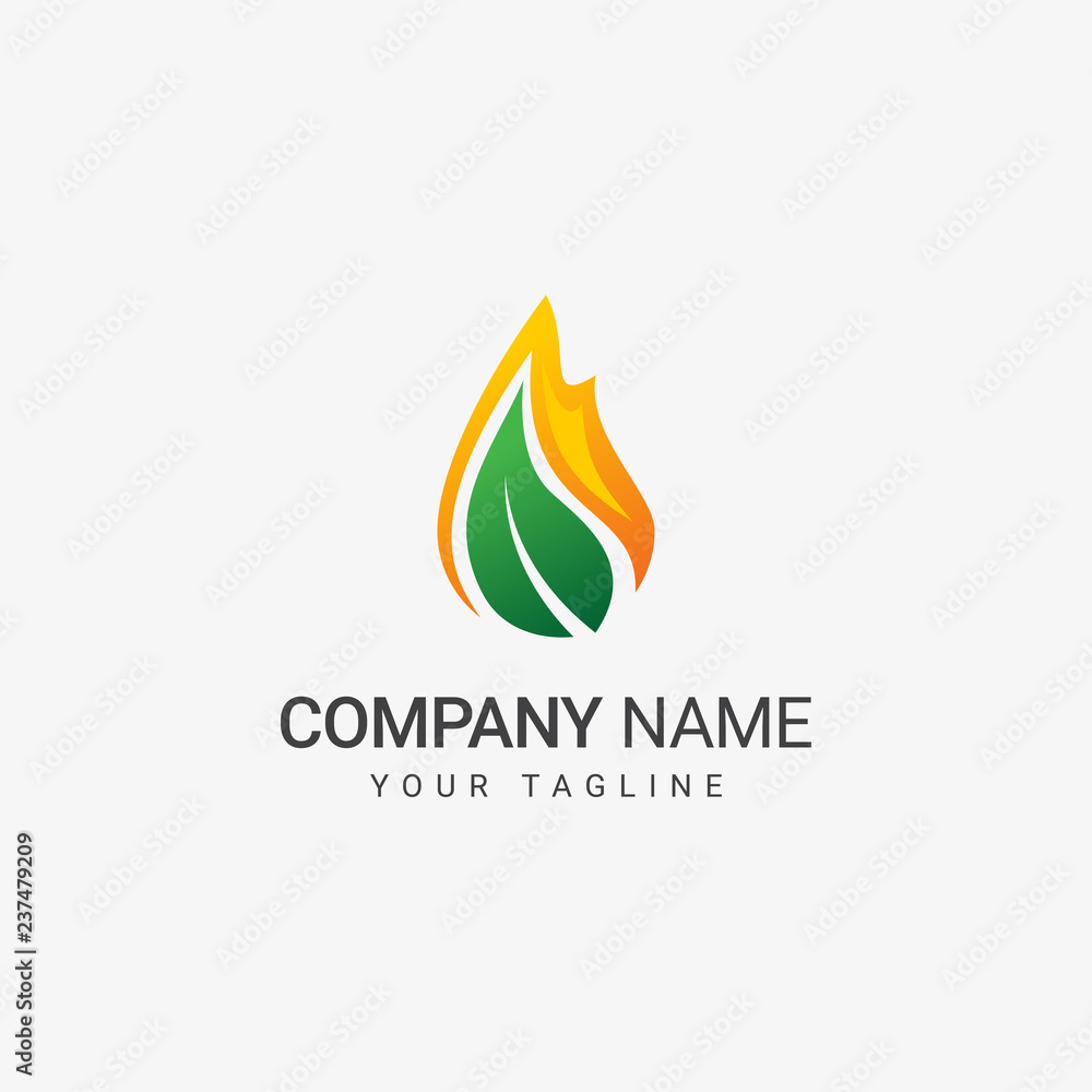 Flame and Leaf Logo Template