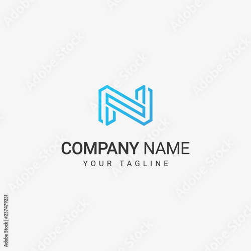 Line Art N Logo Template