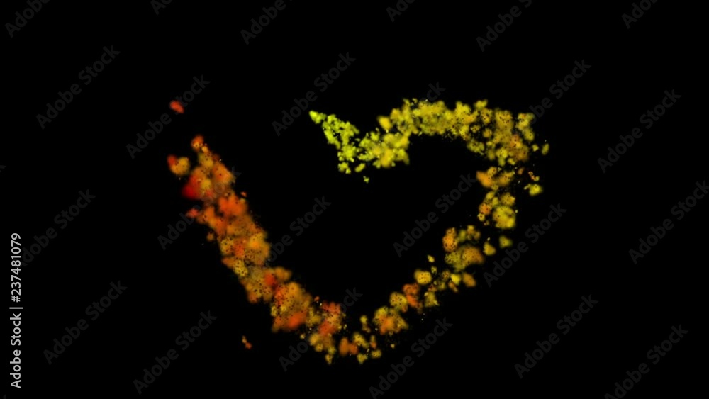 Draws a heart shape, festive effect with sequins Draws a heart shape, festive effect with sequins