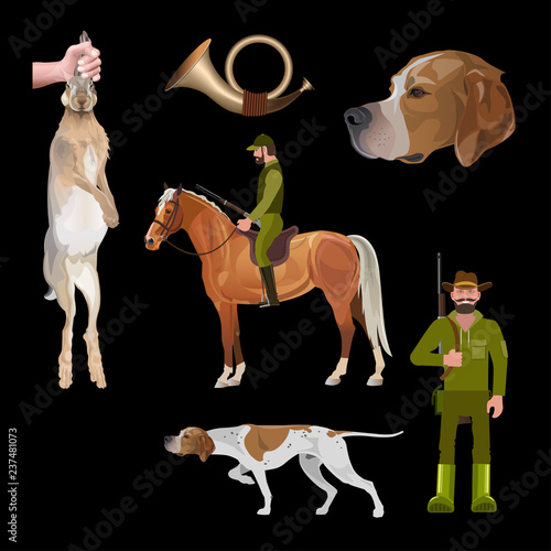 Hunting set vector