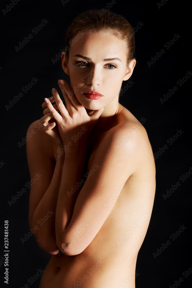 Fototapeta premium Topless sensual caucasian woman.
