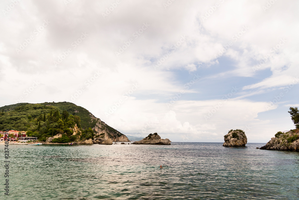 Rocks in the sea at Parga Greece.