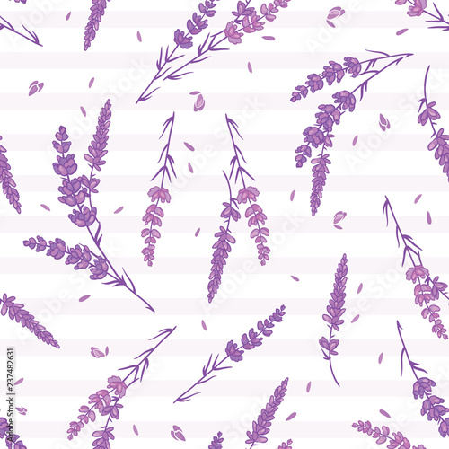 Lavender stripes light purple repeat pattern. Beautiful violet lavender retro...