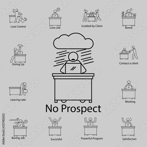 worker in no prospect icon. Detailed set of People in the work icons. Premium graphic design. One of the collection icons for websites, web design, mobile app