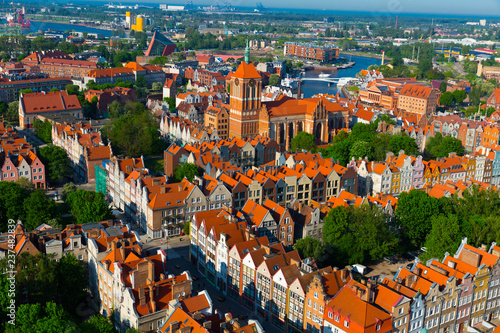 Aerial view of Gdansk with Gothic Church