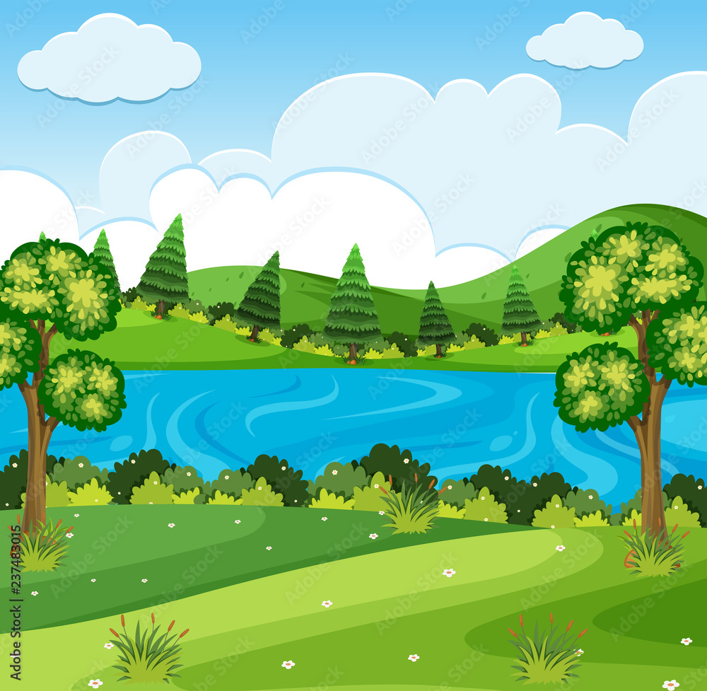 Fototapeta premium River park nature scene