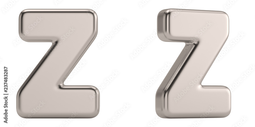 Letter z from steel solid alphabet isolated on white background. 3D illustration. Letter z from steel solid alphabet isolated on white background. 3D illustration.