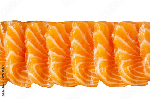 Salmon slice sashimi isolated on white background
