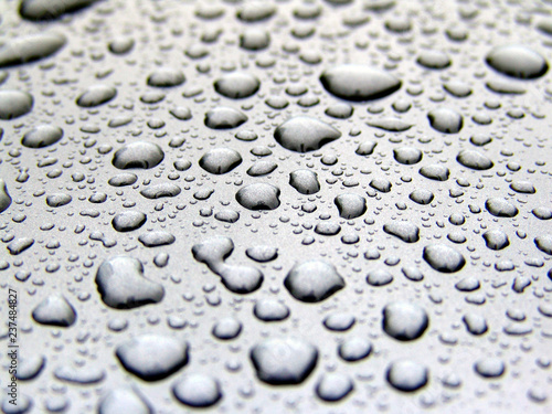 Water drops on a metal surface