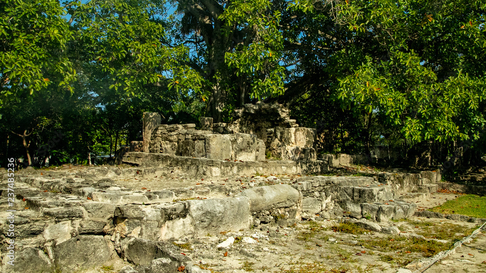  The ancient city of El Meca. The city is located in the vicinity of Cancun. Of course, the city is badly collapsed, but the territory of the palace and the pyramid remained untouched by time.