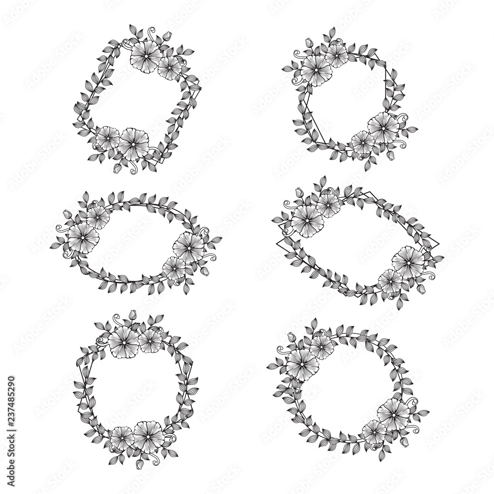 Elegant Flower Florist Wedding Frame Card Ornament Set Elegant Flower Florist Wedding Frame Card Ornament Set