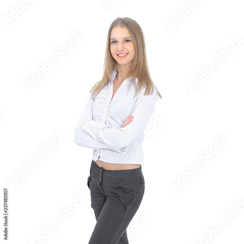 portrait of a modern young woman .isolated on white