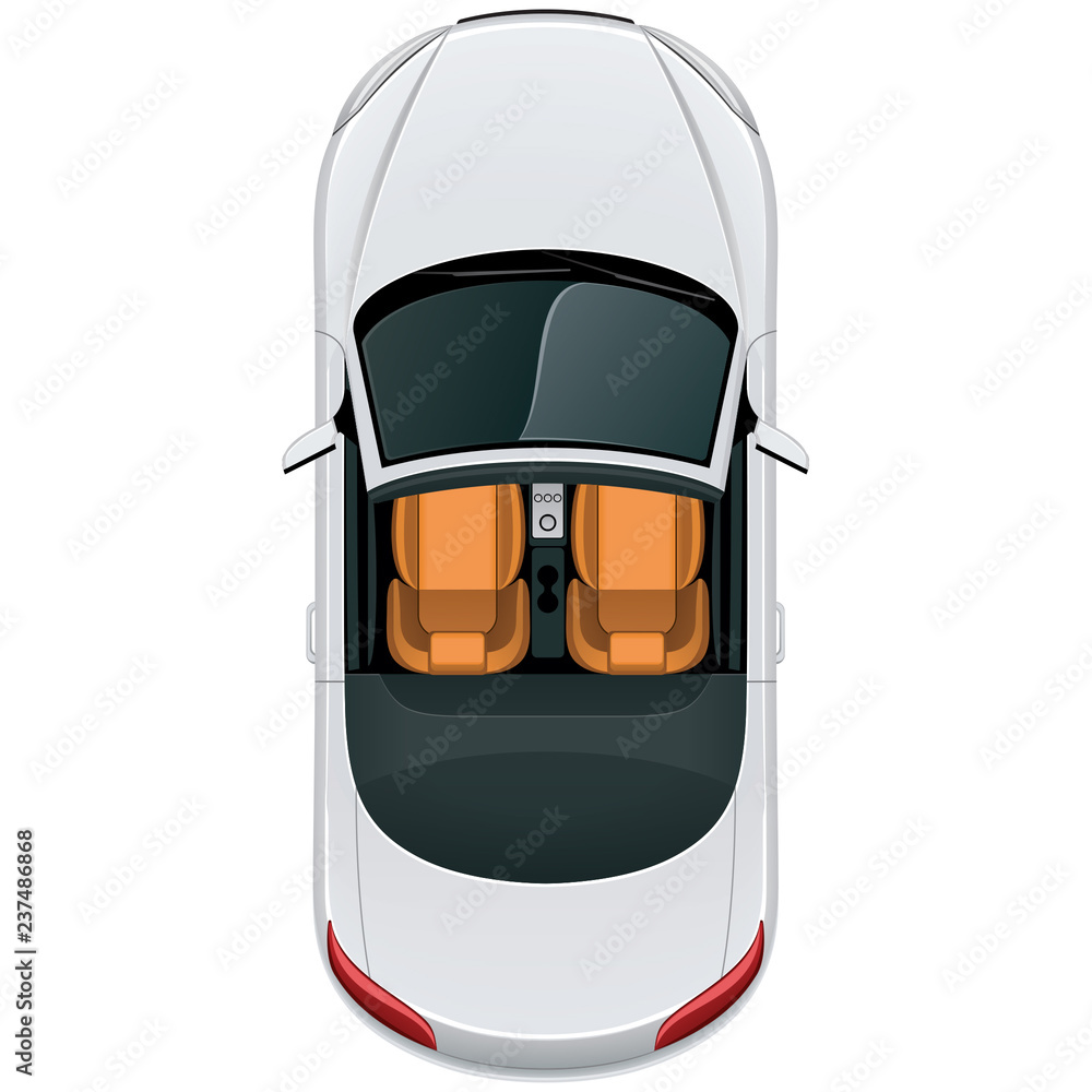 Car top view / Vehicle overhead isolated on white background, perfect