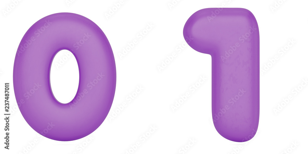 Fat cartoon color numeral 0 and 1 isolated on white background. 3D illustration. Fat cartoon color numeral 0 and 1 isolated on white background. 3D illustration.