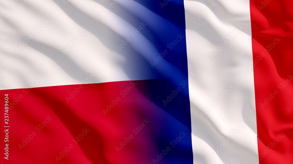 Waving Poland and France Flags