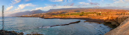 Stunning panorama with sunset views of the Los Gigantes cliffs near the village of Alcala. Tenerife. Canary Islands..Spain