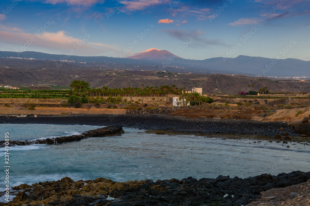 Evening sunset view of the coast near the village of Alcala.. Tenerife. Canary Islands..Spain Evening sunset view of the coast near the village of Alcala.. Tenerife. Canary Islands..Spain