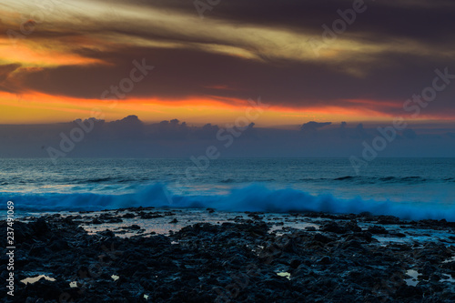 Evening sunset view of the coast near the village of Alcala..  Tenerife. Canary Islands..Spain