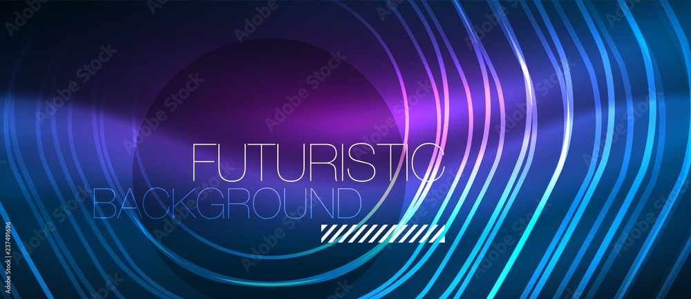 Neon glowing lines, magic energy space blue light concept, abstract background wallpaper design Neon glowing lines, magic energy space blue light concept, abstract background wallpaper design
