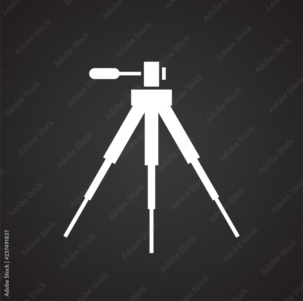 Camera tripod icon on black background for graphic and web design, Modern simple vector sign. Internet concept. Trendy symbol for website design web button or mobile app Camera tripod icon on black background for graphic and web design, Modern simple vector sign. Internet concept. Trendy symbol for website design web button or mobile app