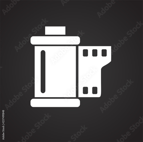Film roll icon on black background for graphic and web design, Modern simple vector sign. Internet concept. Trendy symbol for website design web button or mobile app