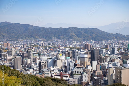 Matsuyama cityscape ,aerial view ,Shikoku,Japan