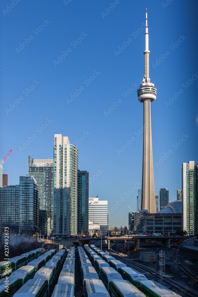 Toronto, Canada – December 4th 2018 tall apartment skyscrapers above Toronto under the blue skies