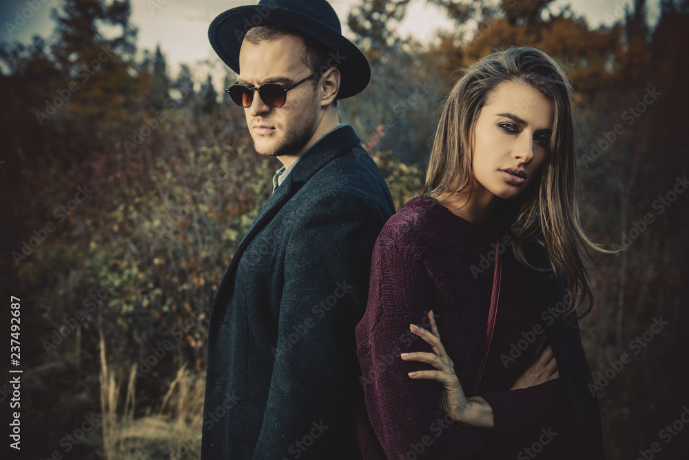 Fototapeta premium autumn walking couple