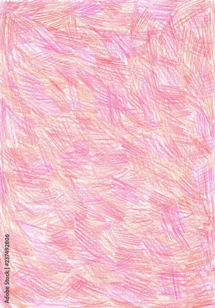 Pink texture background with touches of colored pencils Pink texture background with touches of colored pencils