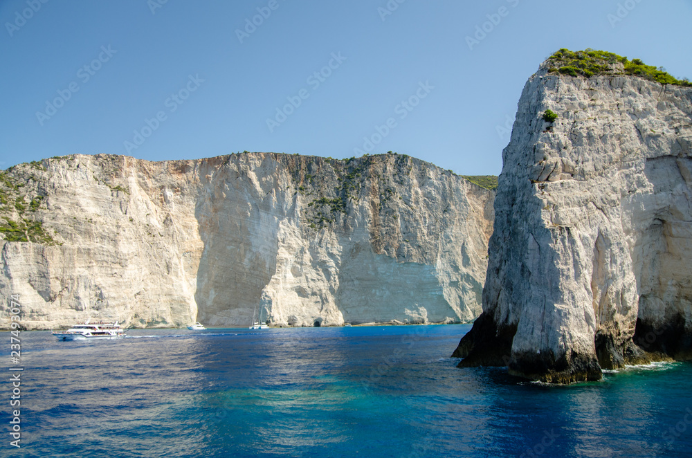 Navagio cliffs in Zakynthos, Greece