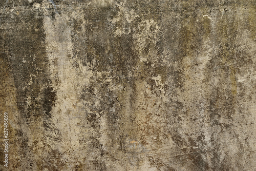 Brown and black color stain with broken line on gray surface, Abstract background on concrete wall texture