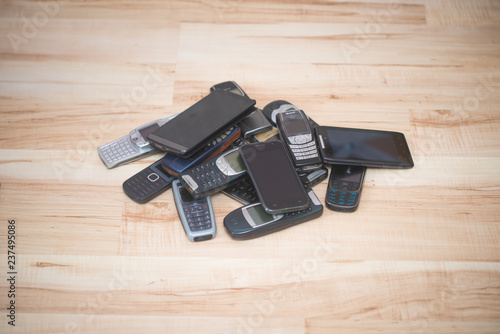 Pile of mobile phones