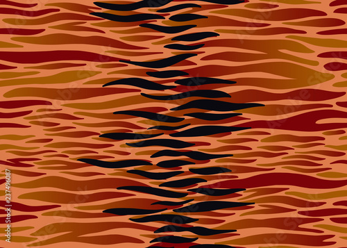 Fototapeta Naklejka Na Ścianę i Meble -  Seamless pattern with Tiger fur stripes. Beast style.