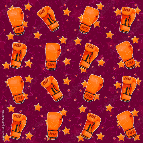 Seamless pattern on the boxing theme. For decoration, wrapping, print or advertising. 