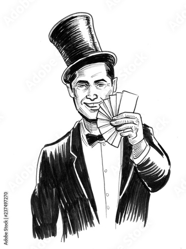Εκτύπωση καμβά Smiling gambler with a deck of cards