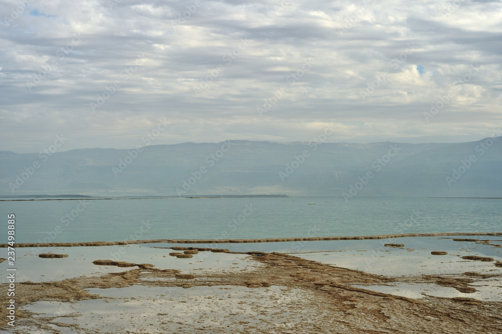 Dead Sea seascape on a cloudy day