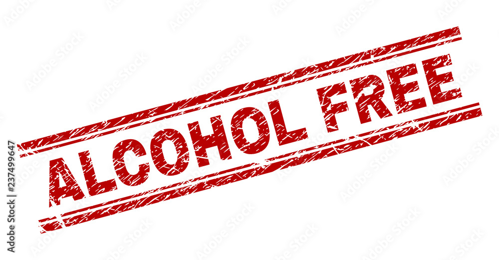 ALCOHOL FREE seal print with corroded style. Red vector rubber print of ALCOHOL FREE title with retro texture. Text title is placed between double parallel lines. ALCOHOL FREE seal print with corroded style. Red vector rubber print of ALCOHOL FREE title with retro texture. Text title is placed between double parallel lines.