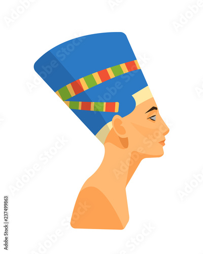 Bust, head of the ancient Egyptian queen Nefertiti.