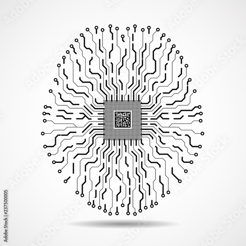 Abstract technological brain. Cpu. Circuit board. Vector