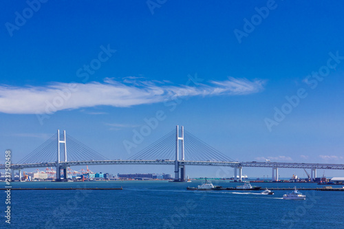 (神奈川県ｰ都市風景)横浜ベイブリッジと湾岸風景２