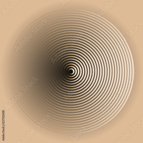 foggy circular symbol with concentric waves in ivory shades