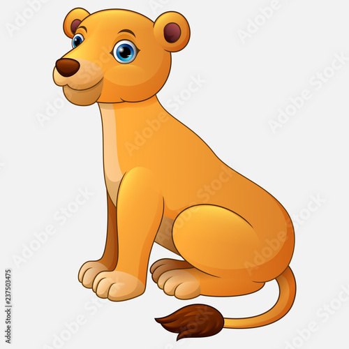 Fototapeta Naklejka Na Ścianę i Meble -  Cute lioness sitting cartoon isolated on white background