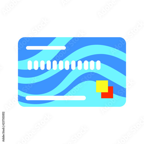 Credit or debet bank card flat style design vector illustration icon sign isolated on white background. Abstract, geometric simple design of electronic payment element.