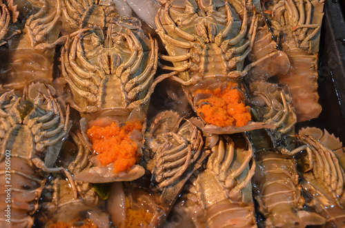 Fresh sea food at a fish market