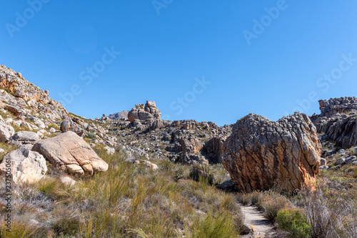 Rock formation on Bokveldskloof hiking traill to the Maltese Cross photo